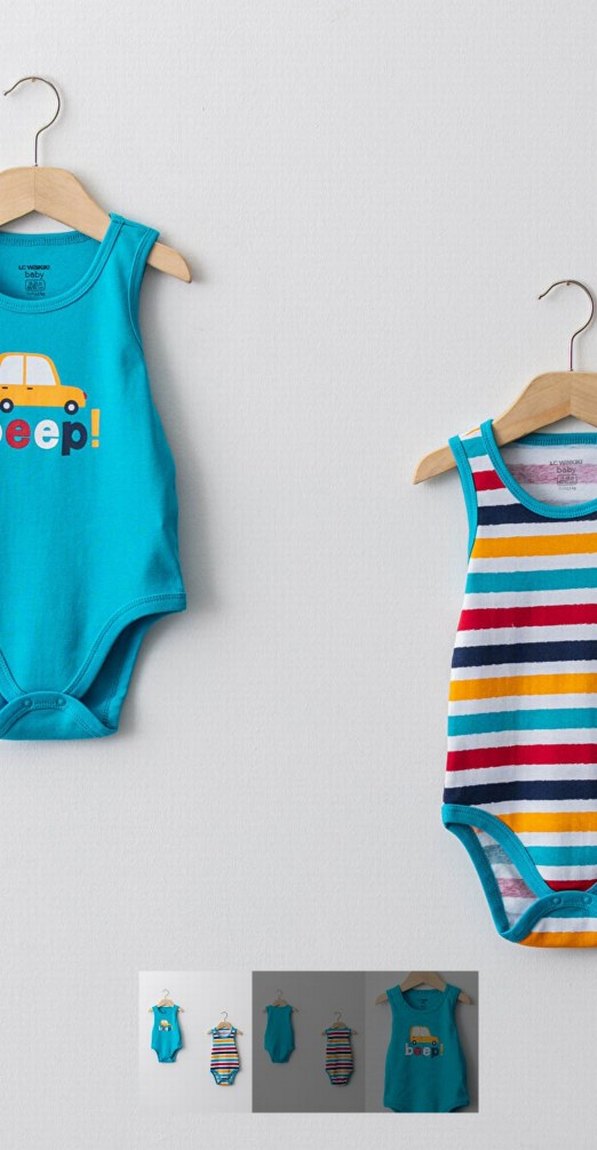 Erkek Bebek Renkli Pamuklu Kolsuz Body - Görsel 2