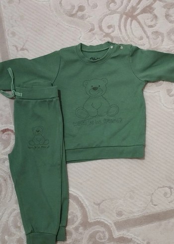 Erkek Bebek Yeşil Örme İkili Takım