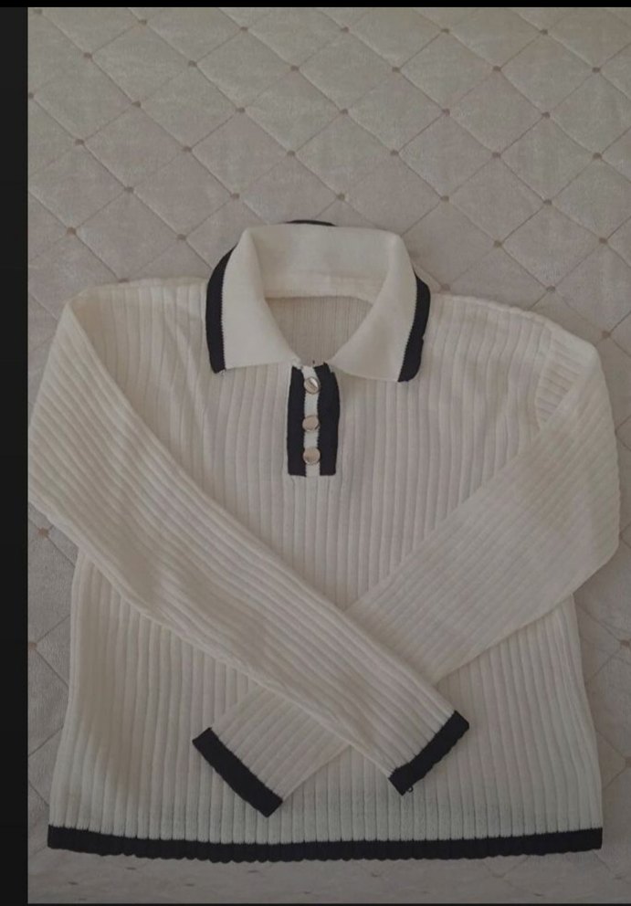 Düğmeli Polo Yaka Uzun Kollu Mini Kazak - Görsel 2