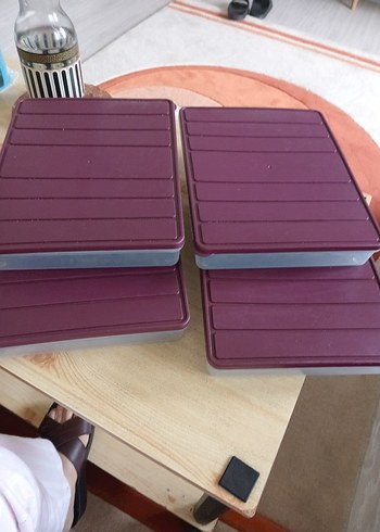 Beden Bordo Kapaklı Plastik Saklama Kabı Seti selka home