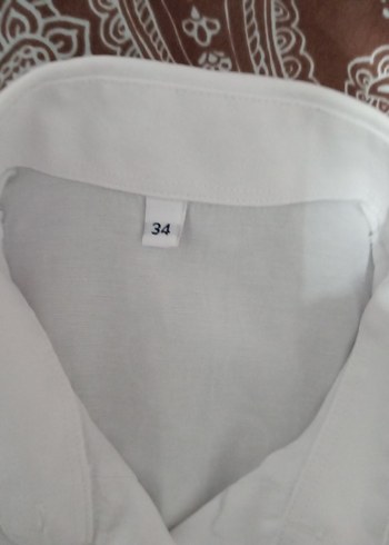 Beyaz Kısa Kollu Düğmeli Kadın Gömlek - Görsel 6