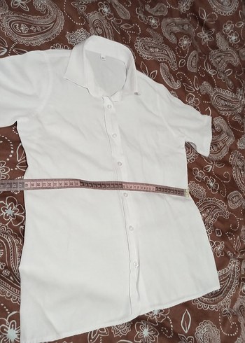 Beyaz Kısa Kollu Düğmeli Kadın Gömlek - Görsel 3