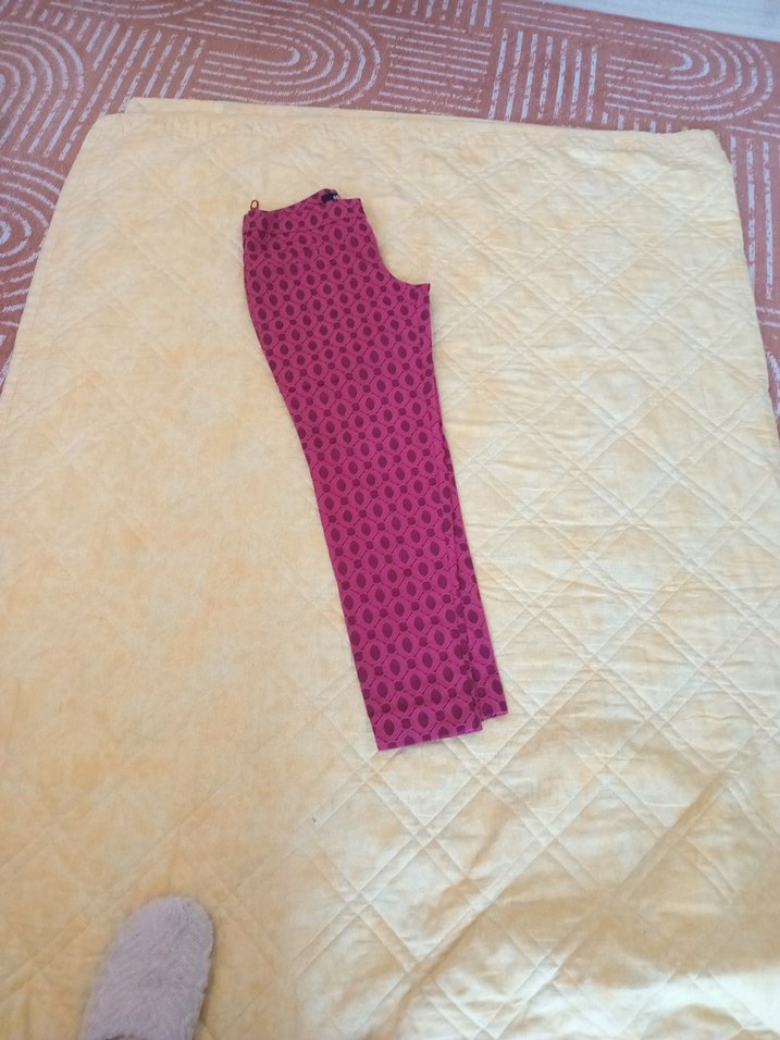 kırmızı  Dantel Detaylı Bohem Kadın Kumaş Pantolon - Görsel 3