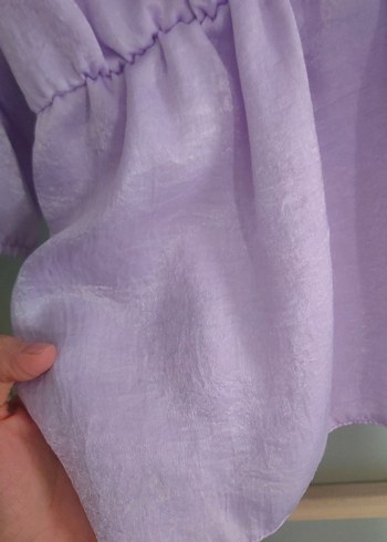 Lila V Yakalı Salaş Bluz - Görsel 4