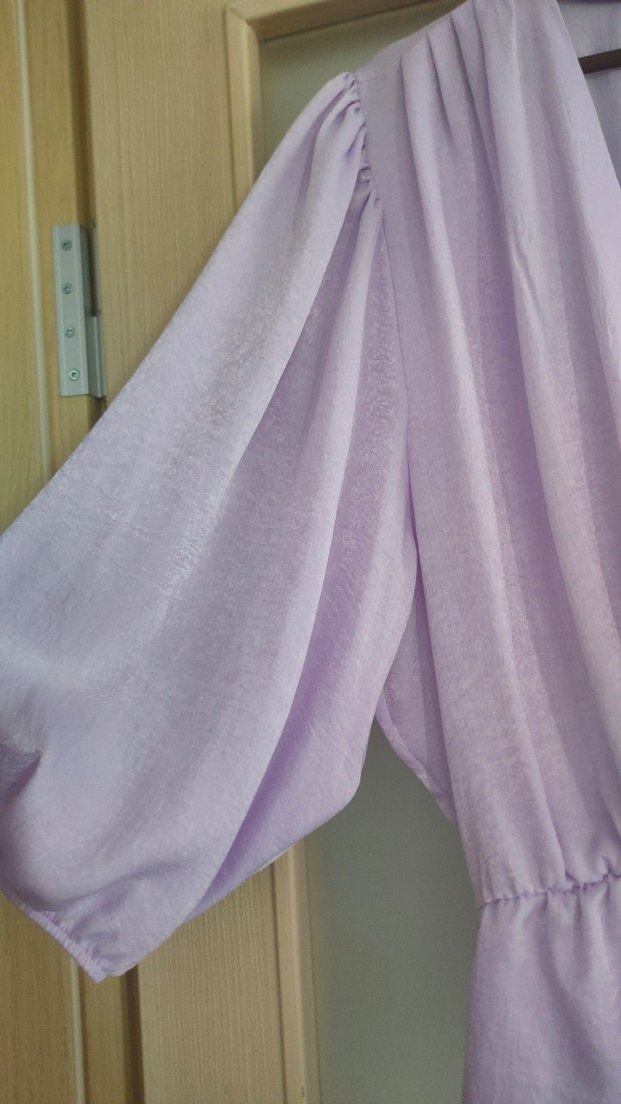 Lila V Yakalı Salaş Bluz - Görsel 2