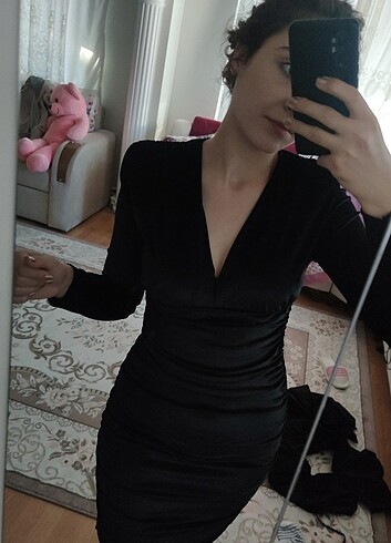 m Beden siyah Renk Siyah kadife şık elbise 