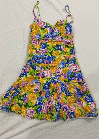 Çiçek Desenli Renkli Kadın Elbise