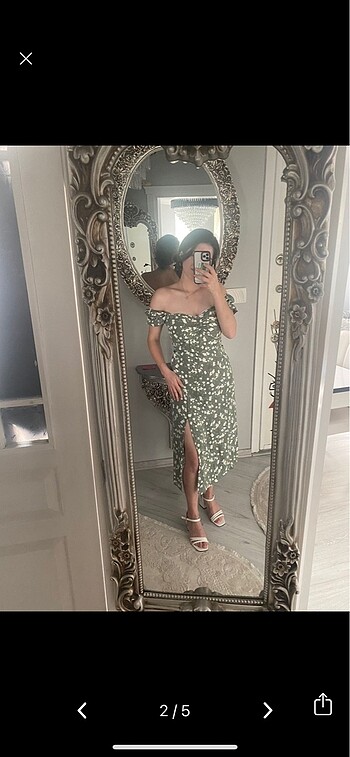 Zara Karpuz kol çiçekli elbise