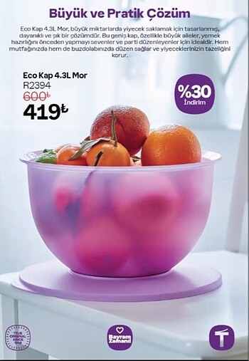 tupperware eco kap 2 adet 4.3 lt 1 adet 7.5 lt