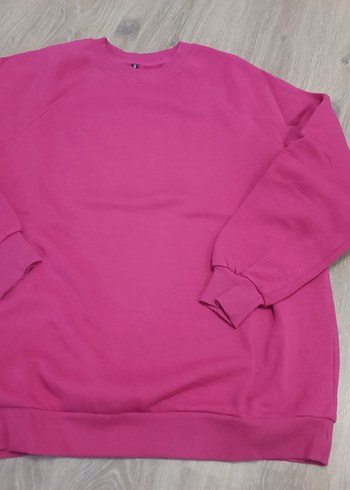 l Beden Pembe Kadın Bisiklet Yaka Sweatshirt