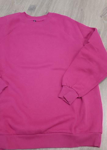 l Beden pembe Renk Pembe Kadın Bisiklet Yaka Sweatshirt