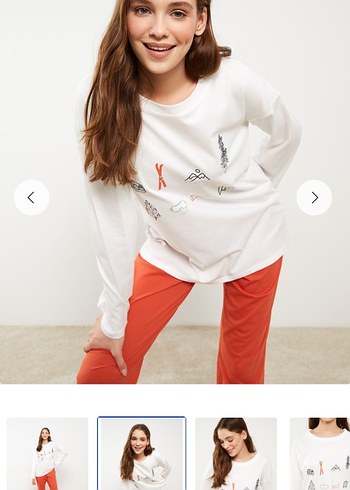 LC Waikiki Beyaz Baskılı Uzun Kollu Rahat Pijama Üstü