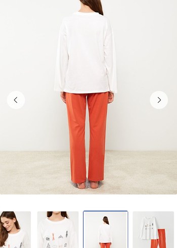 l Beden beyaz Renk Beyaz Baskılı Uzun Kollu Rahat Pijama Üstü