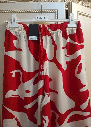 xl Beden Kadın Kırmızı Salaş Kumaş Pantolon