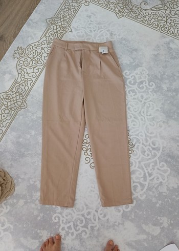 Bej Midi Kumaş Kadın Pantolon