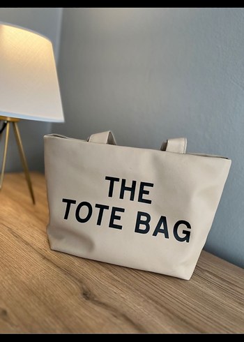 Bej Deri Baskılı Tote Çanta - Görsel 2