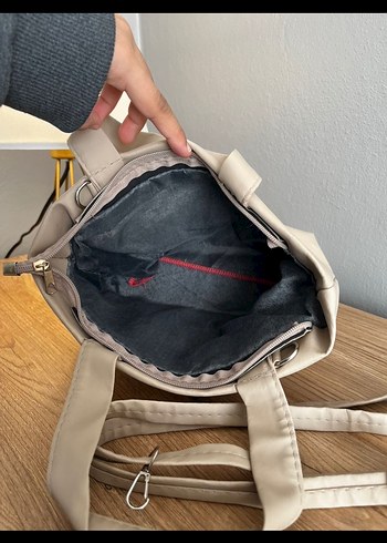 Bej Deri Baskılı Tote Çanta - Görsel 5