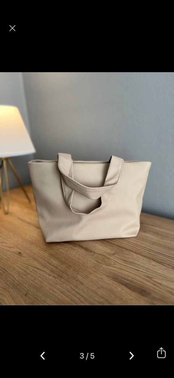 Bej Deri Baskılı Tote Çanta - Görsel 4