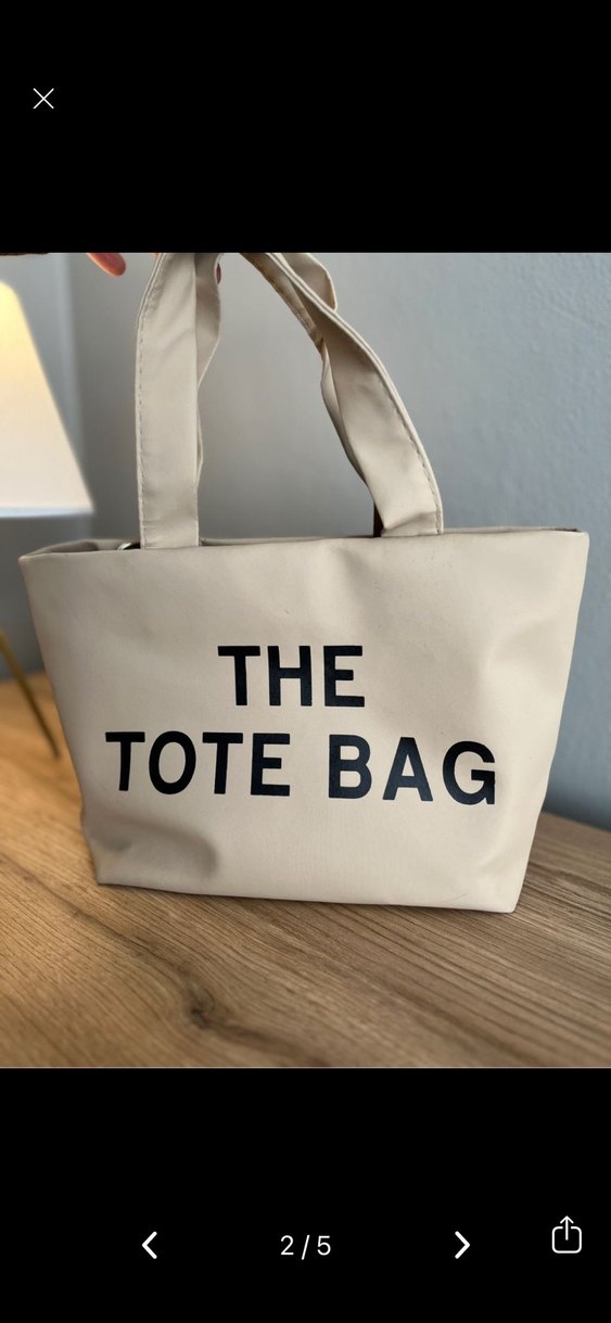 Bej Deri Baskılı Tote Çanta - Görsel 3