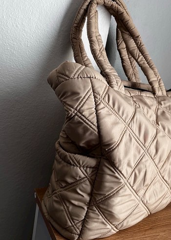 Bej Kapitone Kadın Çanta - Görsel 2