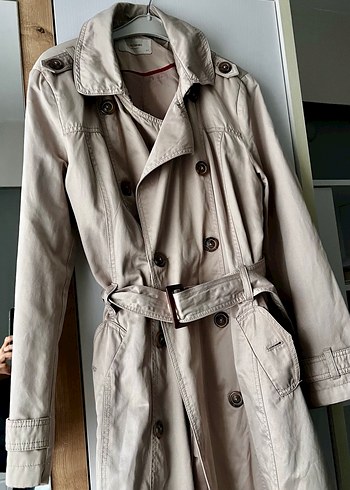 Bej Kuşaklı Midi Trençkot - Görsel 2
