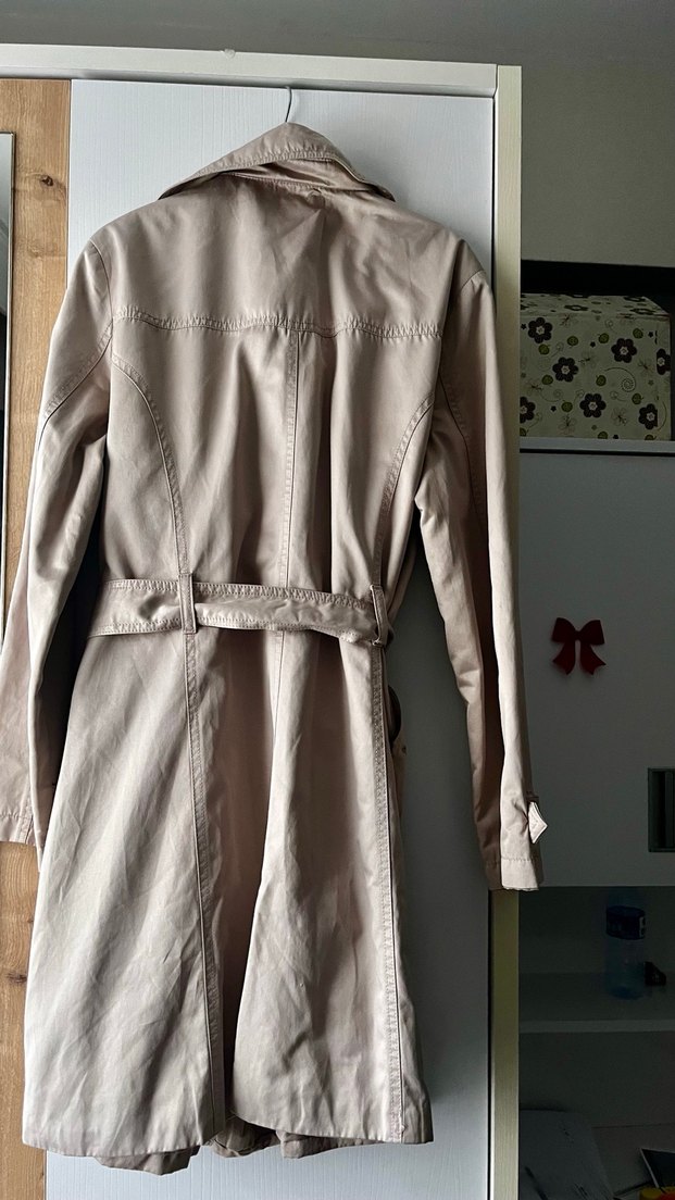 Bej Kuşaklı Midi Trençkot - Görsel 4