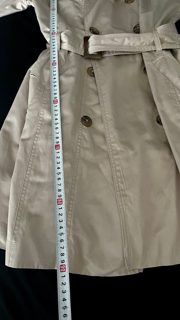 Bej Kuşaklı Midi Trençkot - Görsel 5