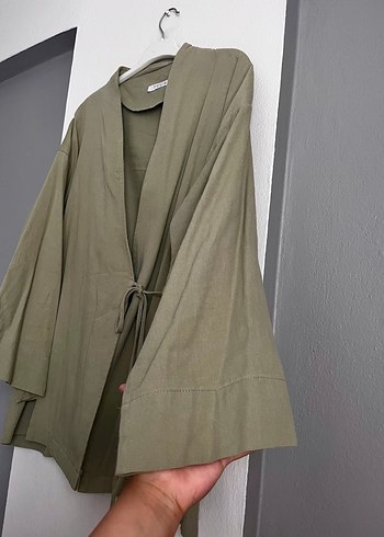 Kuşaklı Keten Ceket - Görsel 2