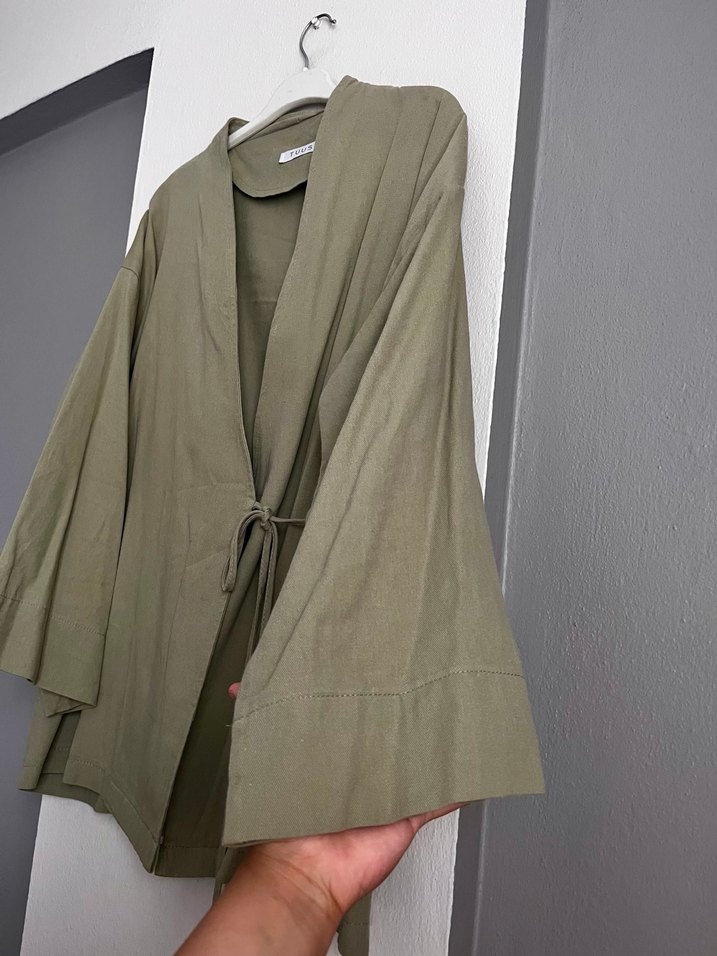 Kuşaklı Keten Ceket - Görsel 2