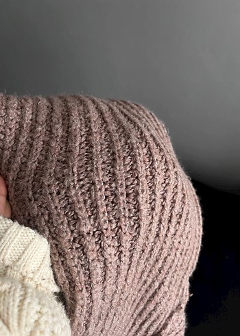 Bej Kadın Boğazlı Örgü Kazak - Görsel 7