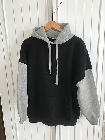 Addax marka 36 beden siyah gri polarlı oversize sweathisrt