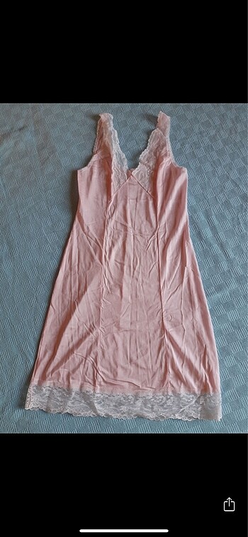 Vintage dantelli pembe gecelik