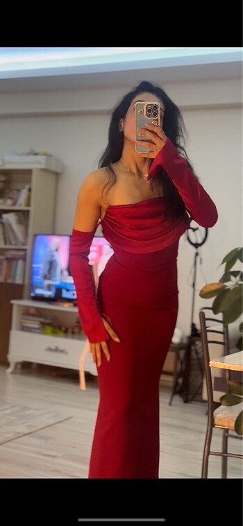 Alfabeta kırmızı bordo abiye