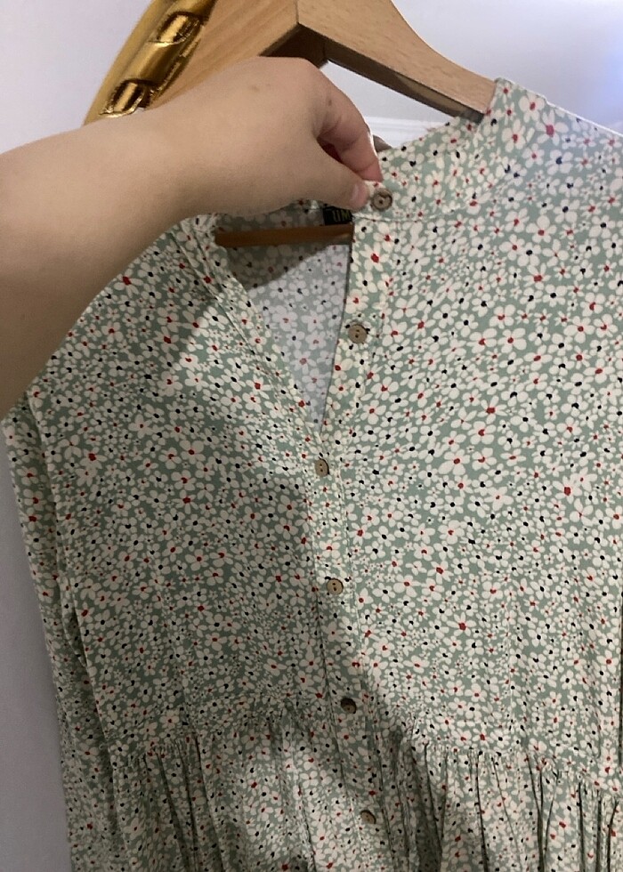 Belden sıkmalı uzun elbise - Görsel 3