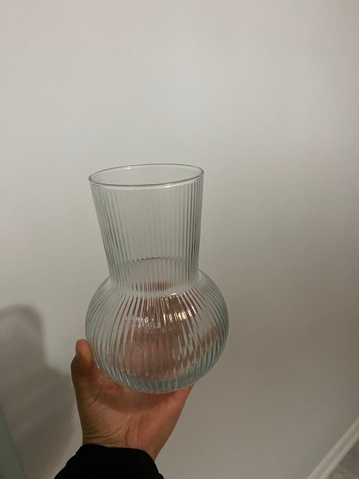 Bej Renkli Şeffaf Cam Vazo - Görsel 2