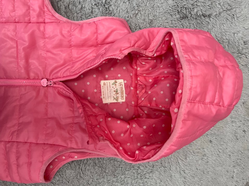 Kız Çocuk Pembe Kapüşonlu Yelek - Görsel 2