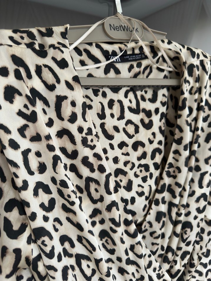 Leopar Desenli saten anvelop Uzun Kadın Elbise - Görsel 3