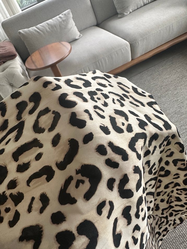 Leopar Desenli saten anvelop Uzun Kadın Elbise - Görsel 5