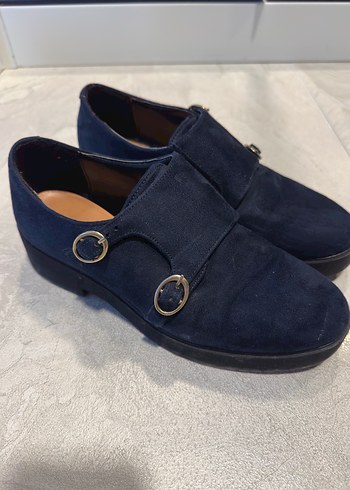 Klasik Kadın Süet Tokalı Lacivert Ayakkabı - Görsel 2