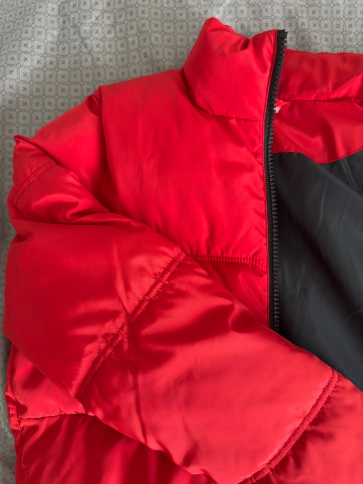Kırmızı Fermuarlı Kadın Kış Montu - Görsel 4