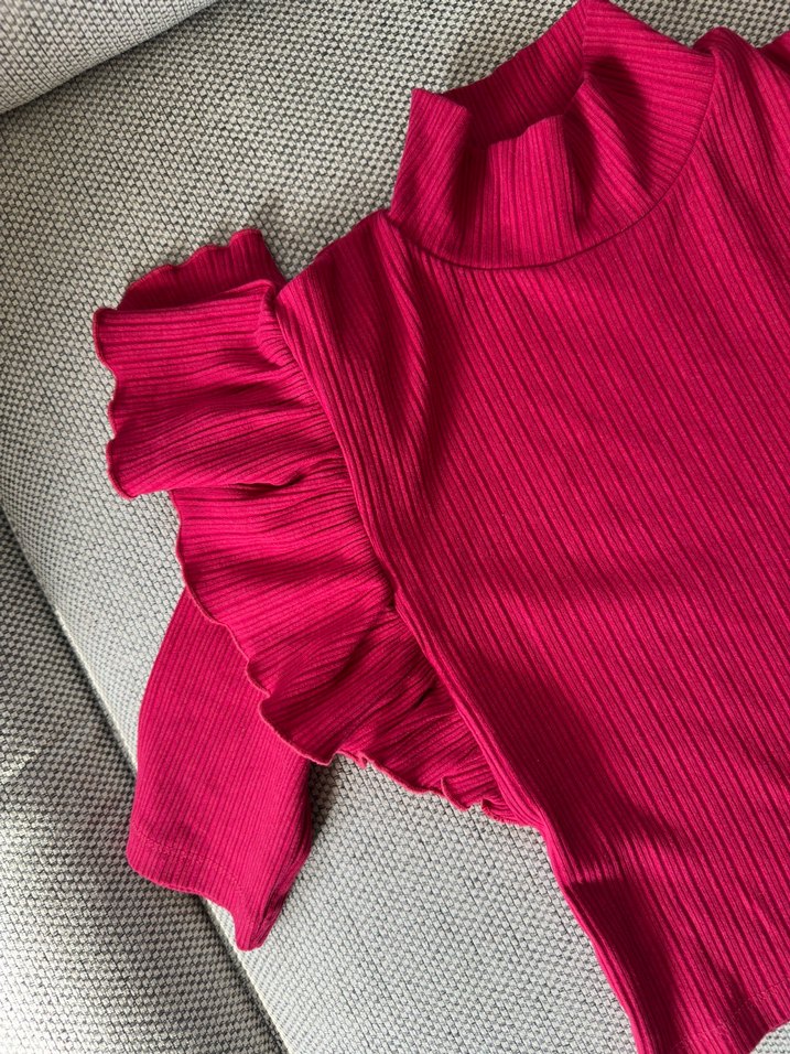 Pembe Fırfırlı Bluz - Görsel 2