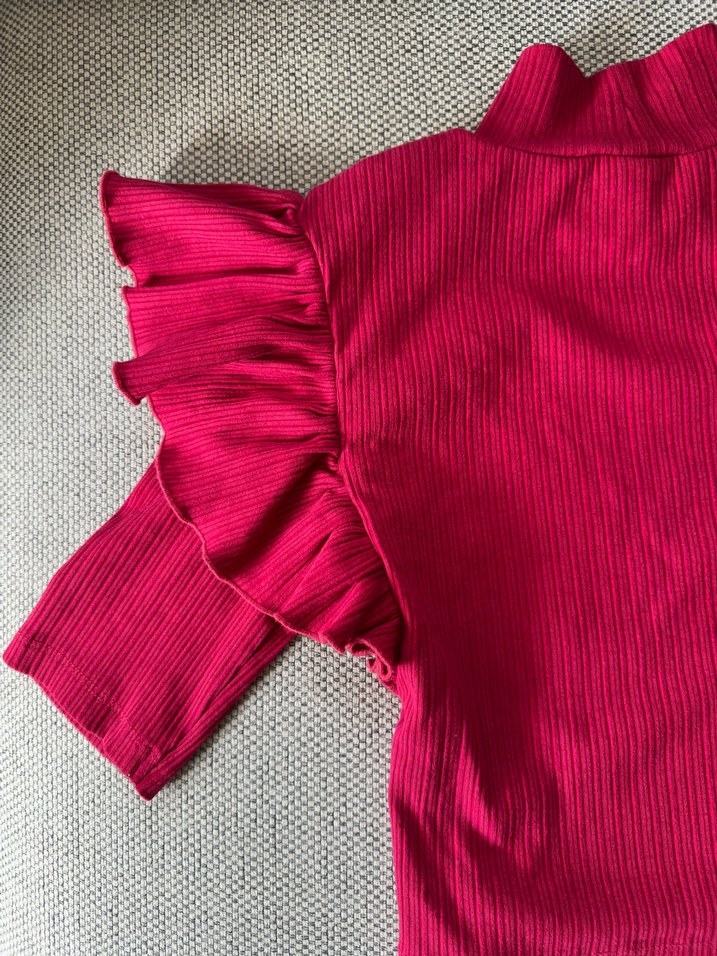 Pembe Fırfırlı Bluz - Görsel 4