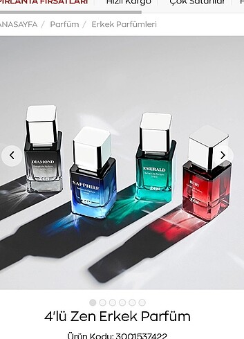 Zen 4'lu Erkek Parfum Seti 15 ml*4