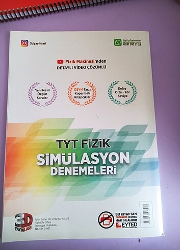 Tyt Fizik simülasyon denemeleri 3D yayınları