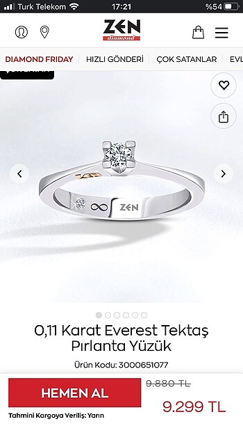 Zen marka tektaş yüzük