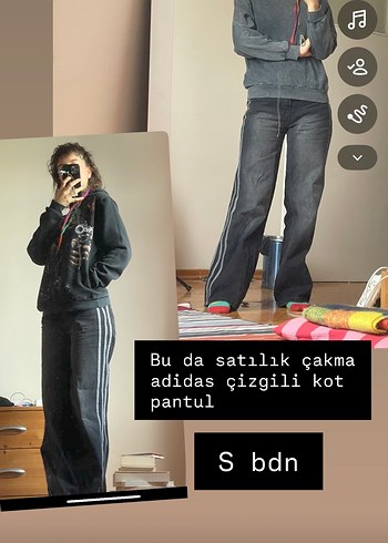 Adidas Siyah Sahte Adidas Cizgili Kot Pantolon