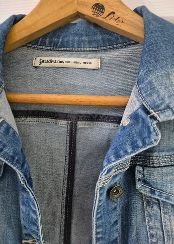 Düğmeli Koyu Mavi Kadın Denim Ceket - Görsel 9