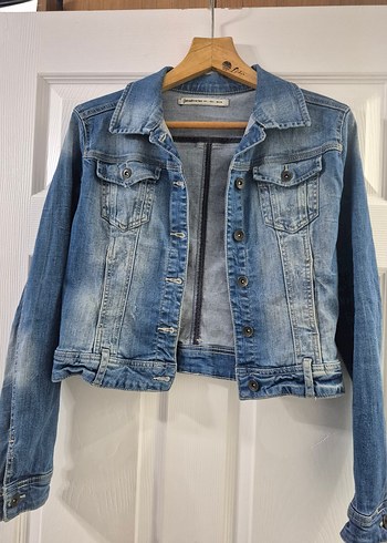 Düğmeli Koyu Mavi Kadın Denim Ceket - Görsel 8