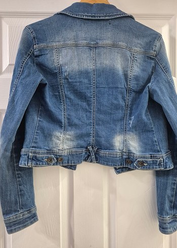 Düğmeli Koyu Mavi Kadın Denim Ceket - Görsel 10