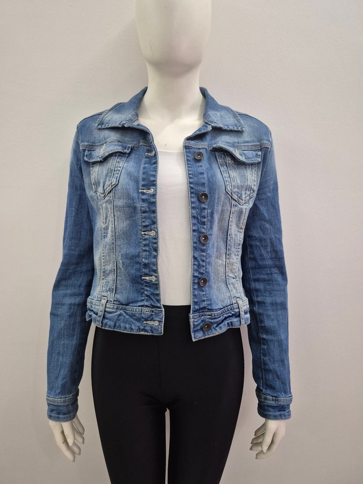 Düğmeli Koyu Mavi Kadın Denim Ceket - Görsel 2